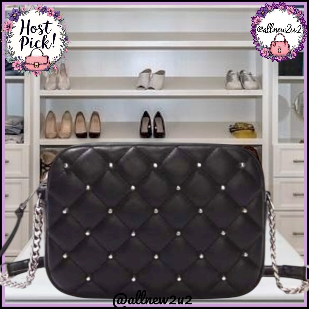 Rebecca Minkoff Top Zip Studded Vegan Black Crossbody